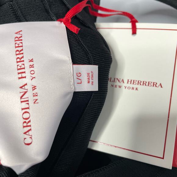 CAROLINA HERRERA Pleated Stretch-knit Midi Dress Fit Flare Elegant Minimalist L - Picture 14 of 16